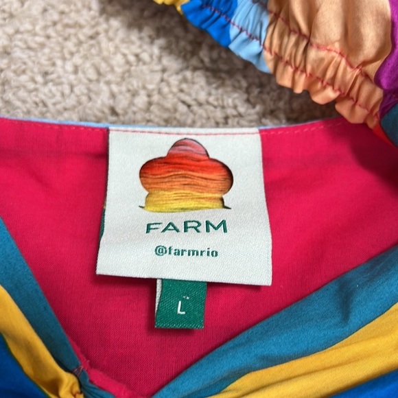 Farm rio large striped rainbow puffy sleeve dress. - Picture 12 of 12